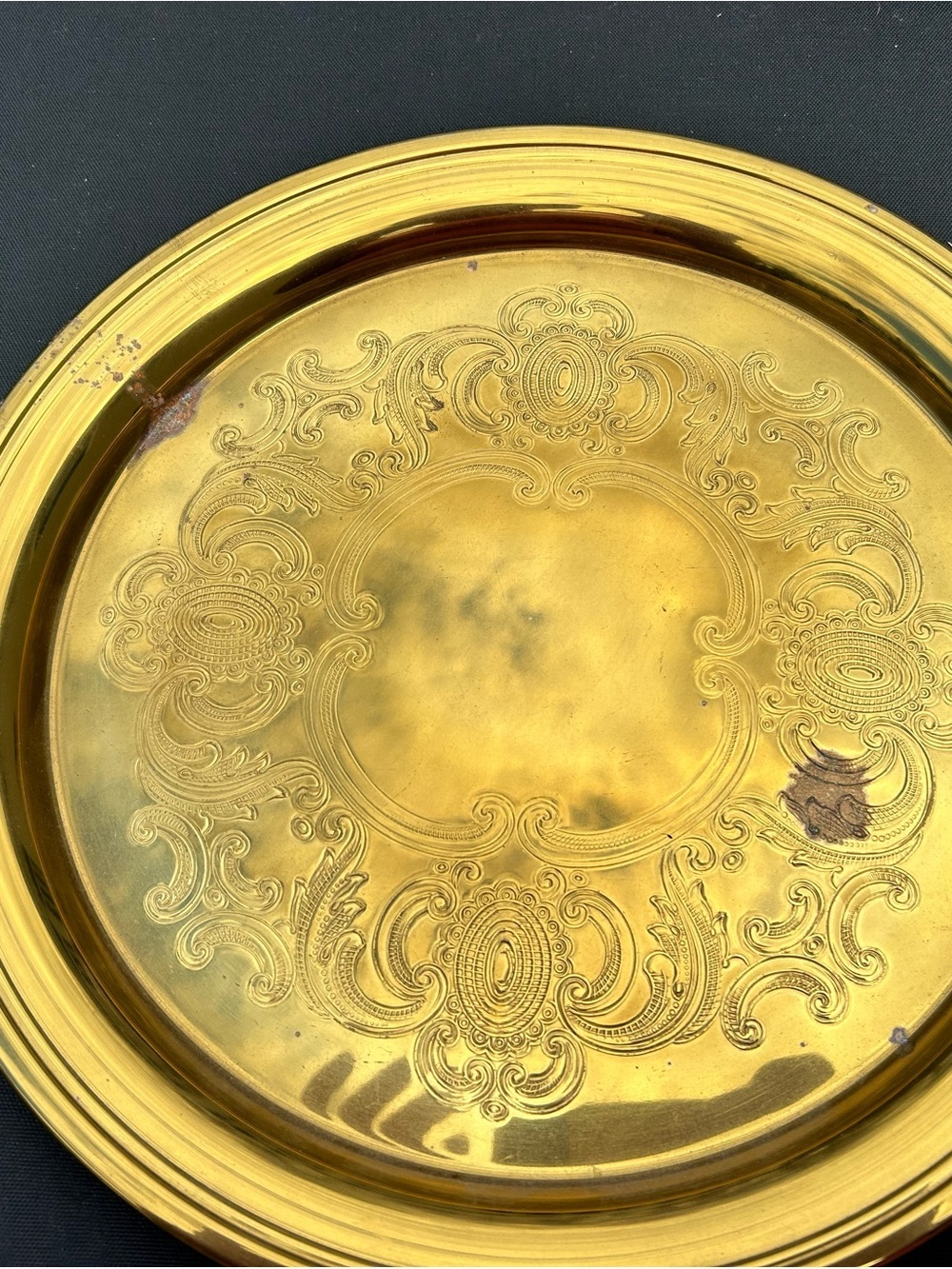 Vintage BALDWIN Ornate Gold Decorative Metal Tray